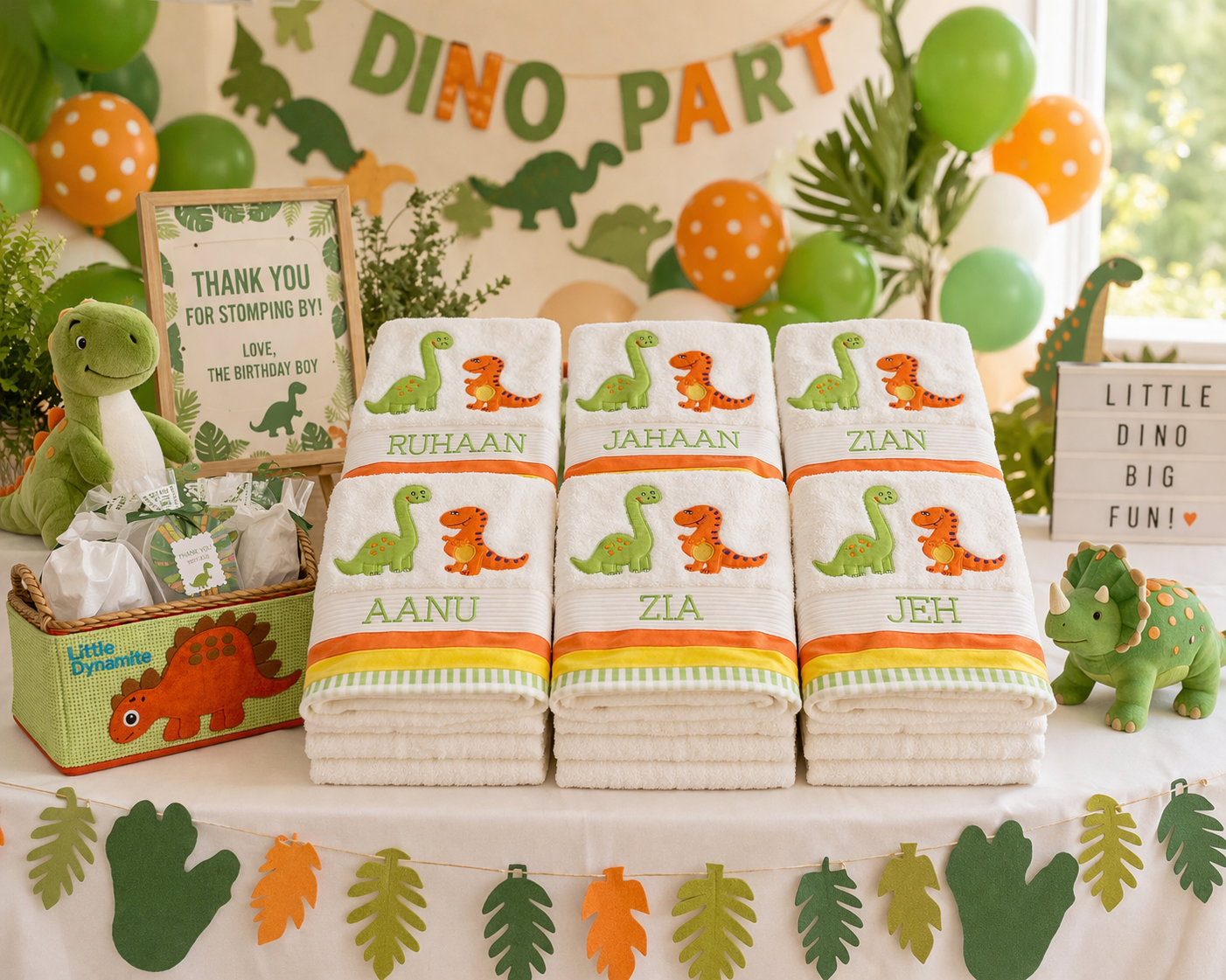 Dino Large Towel (White)