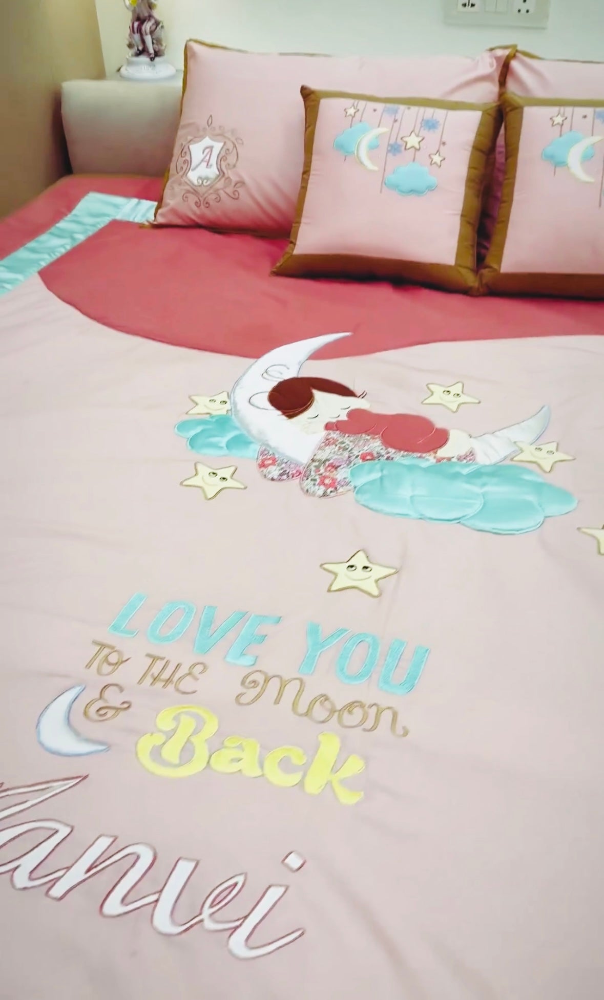 Love U to Moon Double Bedspread 5pcs Set