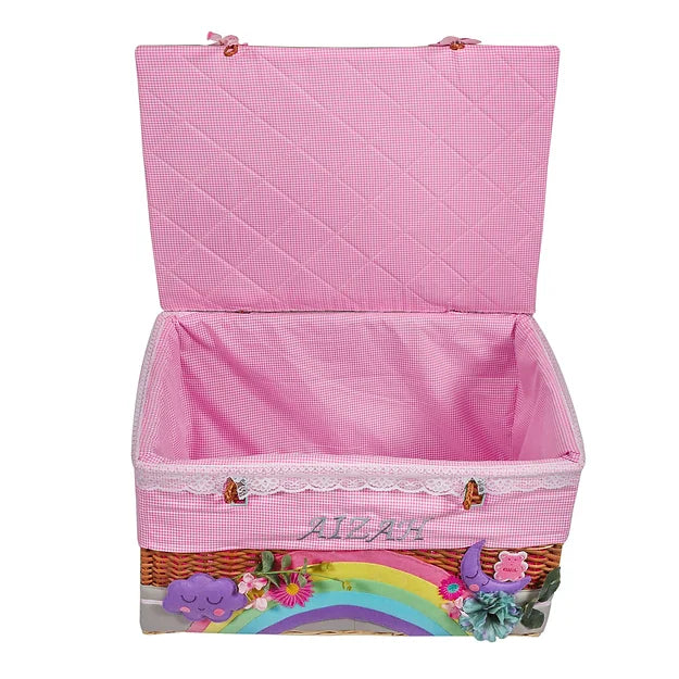 Love U to Moon Medium Basket (Grey/PInk)