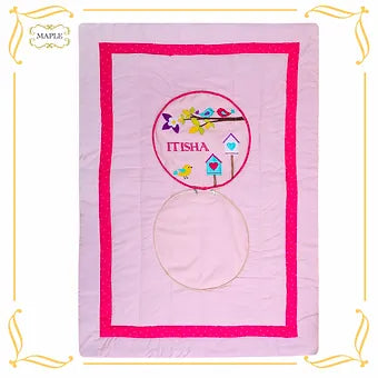 Chirping Birdies Cushion-cum-Quilt (Pink)