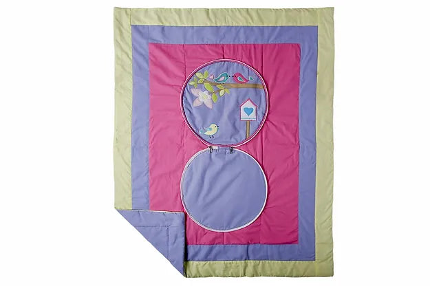 Chirping Birdies Cushion-cum-Quilt (Purple)