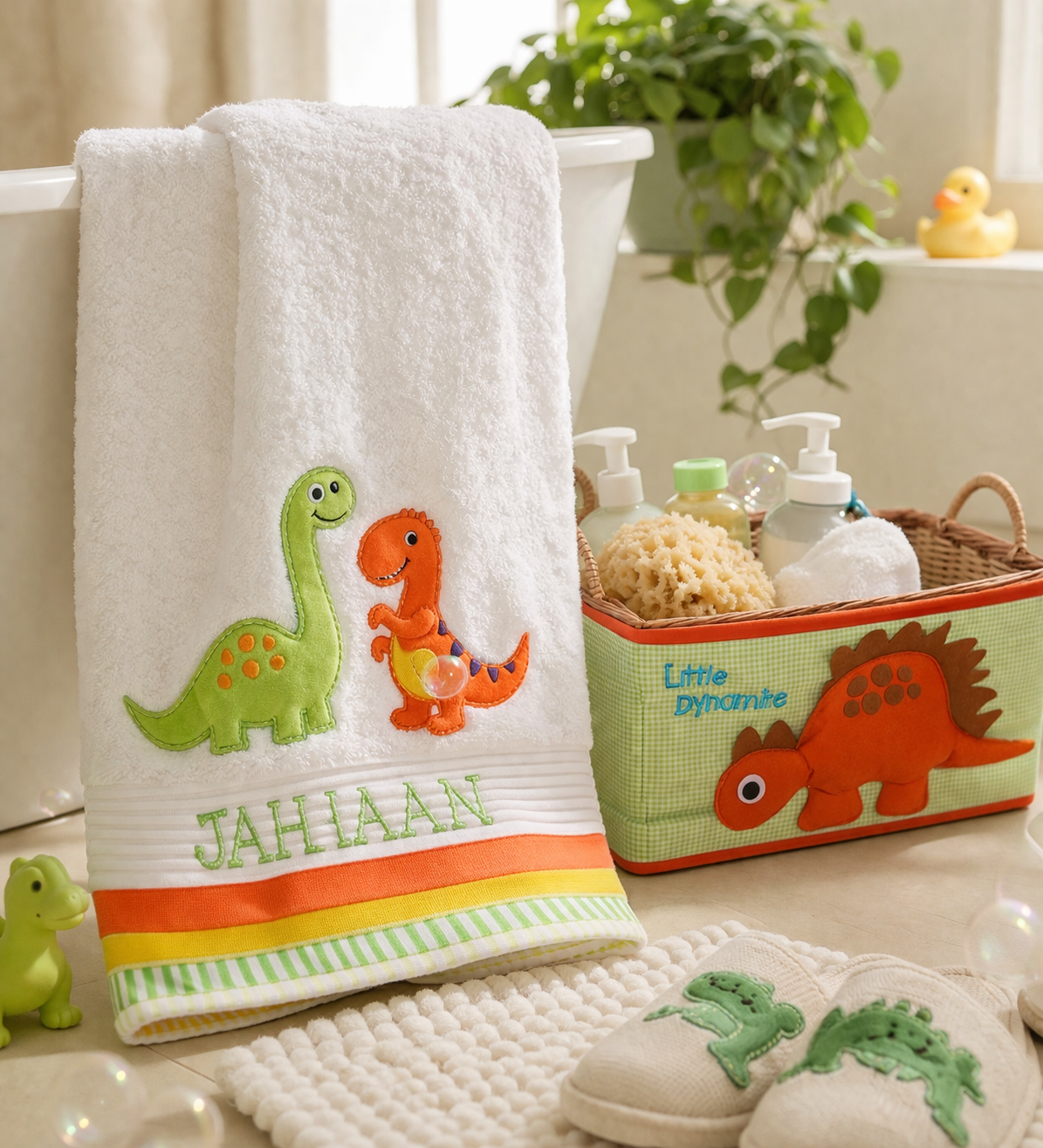 Dino Large Towel (White)
