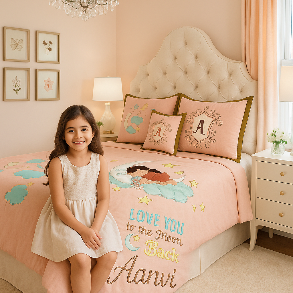 Love U to Moon Double Bedspread 5pcs Set