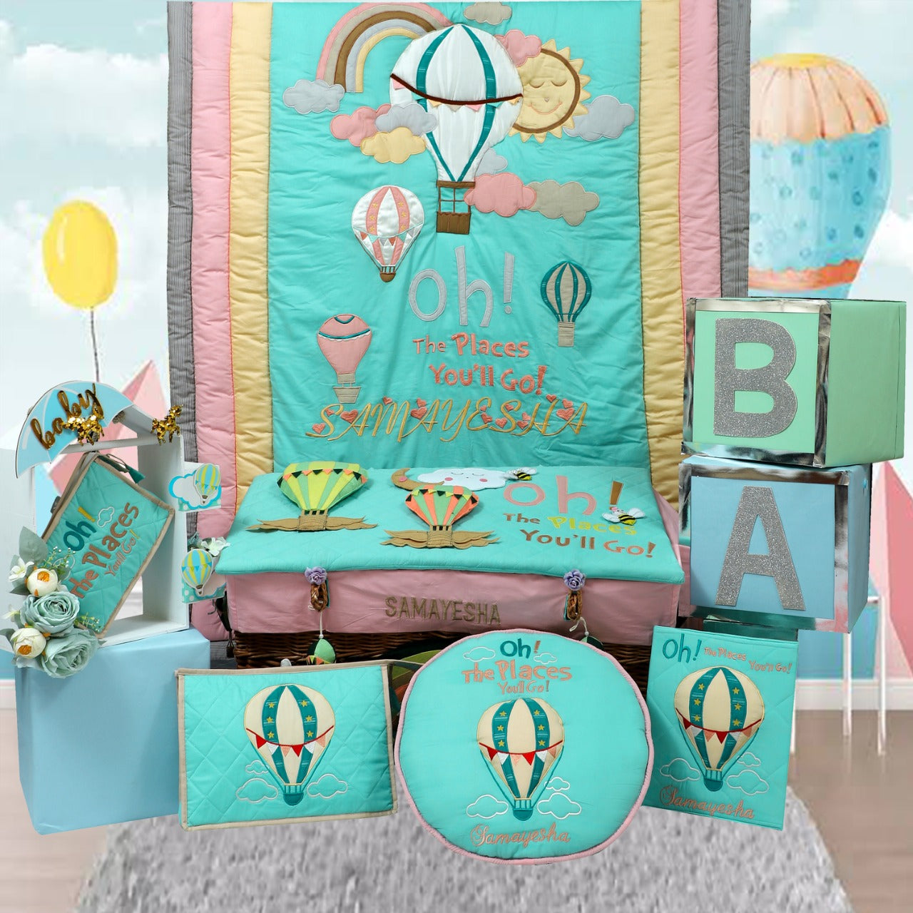 Cappadocia 7pcs Basket Hamper (Sea Green)