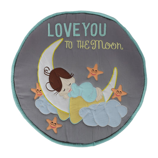 Love U to the Moon Travel Cushion cum Quilt (Grey/Teal)
