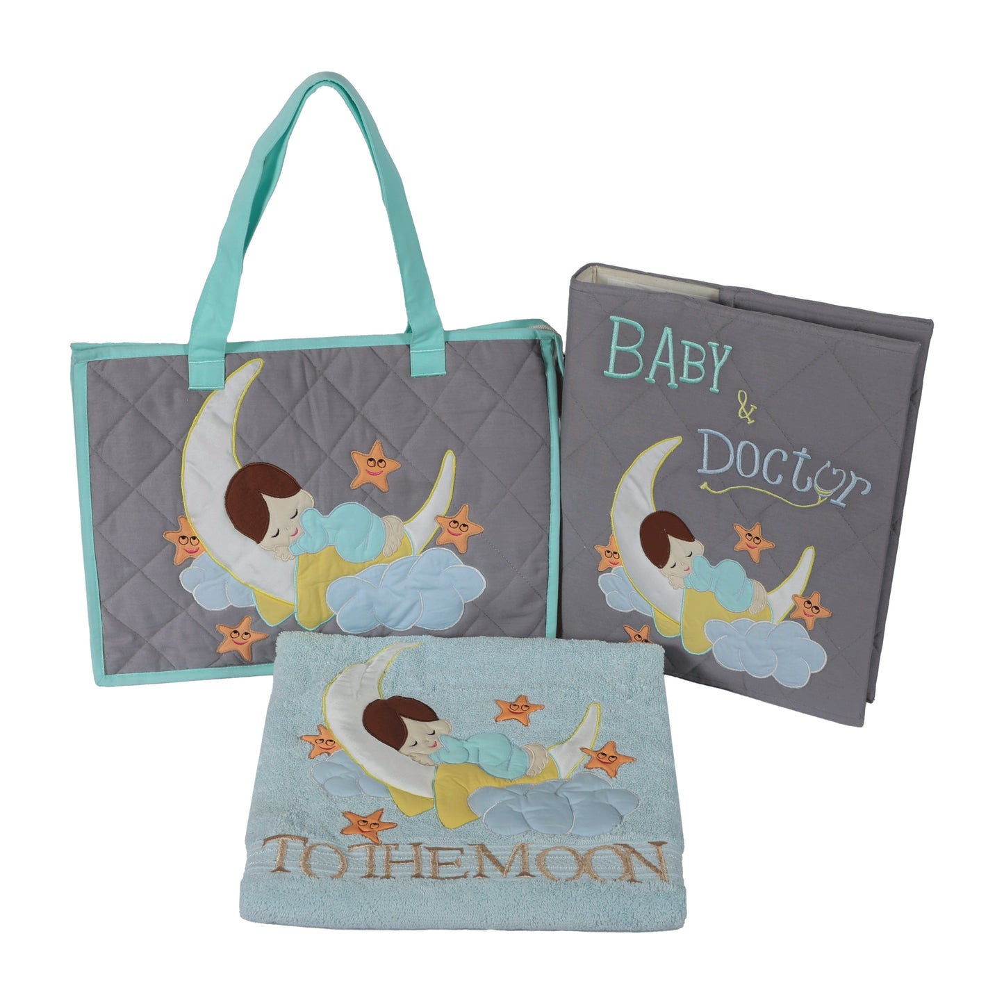 Love U to Moon 3pcs Hamper (Grey/Teal)
