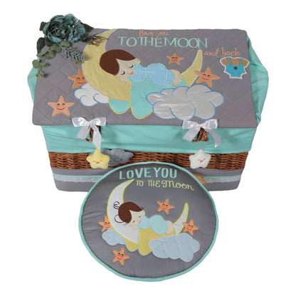 Love U to Moon 2pcs Basket Hamper (Grey/Teal)