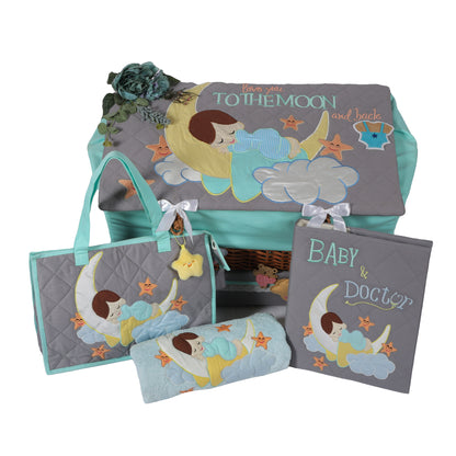 Love U to Moon 4pcs Basket Hamper (Grey/Teal)