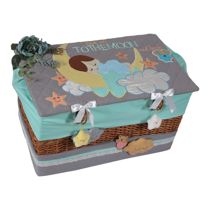 Love U to Moon 5pcs Basket Hamper (Grey/Teal)