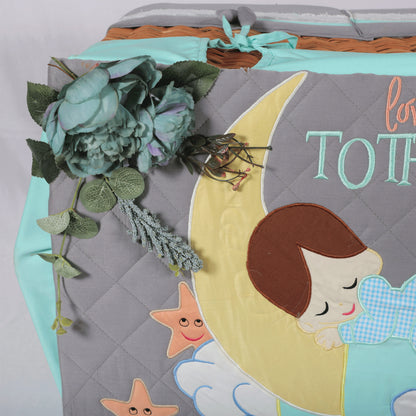 Love U to Moon 5pcs Basket Hamper (Grey/Teal)