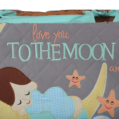 Love U to Moon Medium Basket with full Embellishments (Grey/Teal)