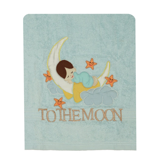 Love U to Moon Towel (Light Teal)