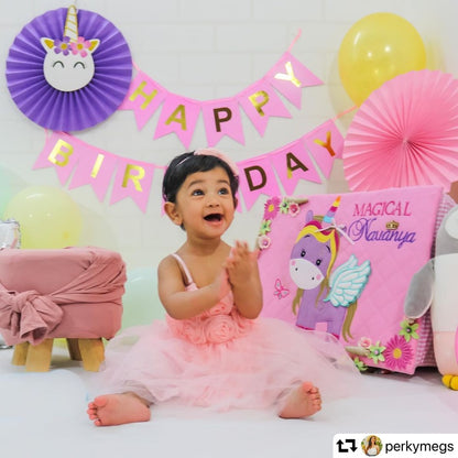 Unicorn Medium Basket with embellishments (Pink)