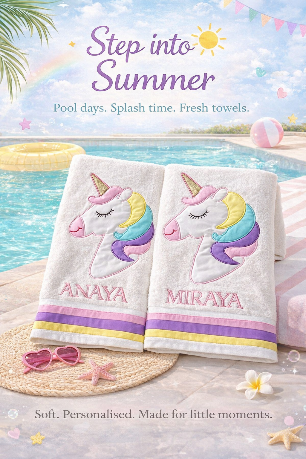 Unicorn Large Towel (White)
