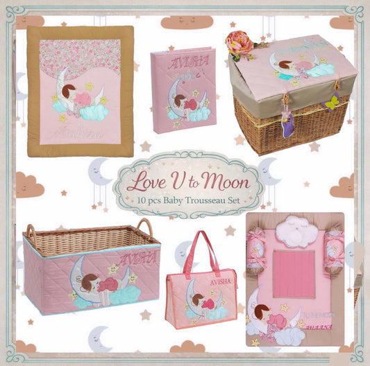 10pcs Love U to Moon Baby Trousseau (Peach)