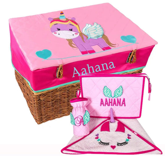 Unicorn 4pcs Basket Bath Hamper (Pink)