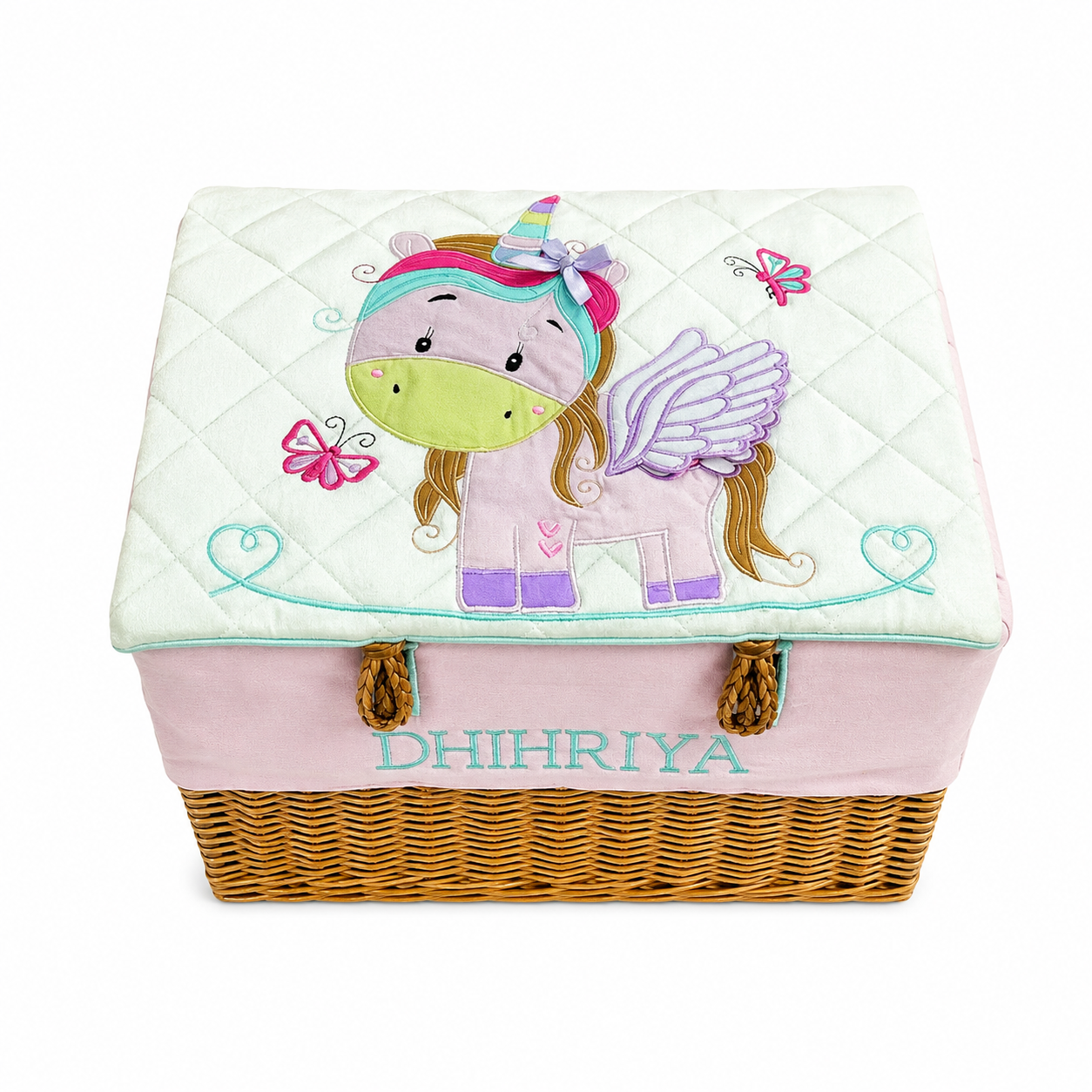 Unicorn Small Basket (White Satin)