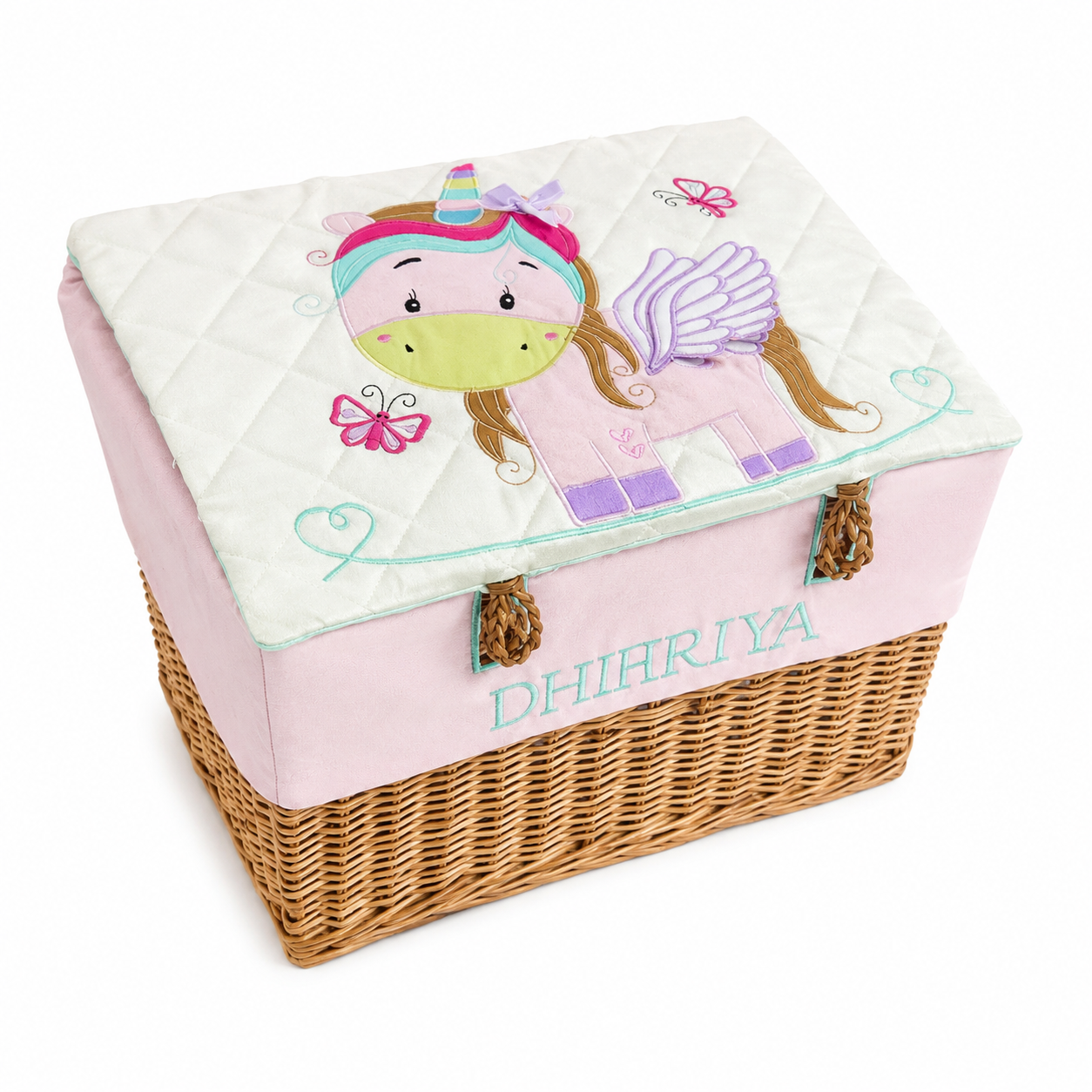 Unicorn Small Basket (White Satin)