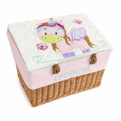 Unicorn Small Basket (White Satin)