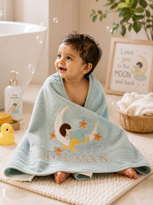 Love U to Moon Towel (Light Teal)
