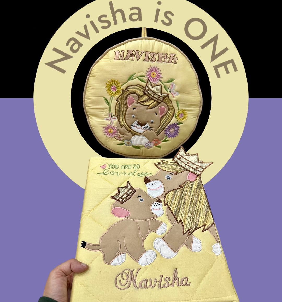 "Simba & Mufasa" File and Quilt Set (Lemon)