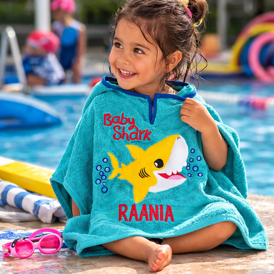 Baby Shark Towel Poncho (Teal)