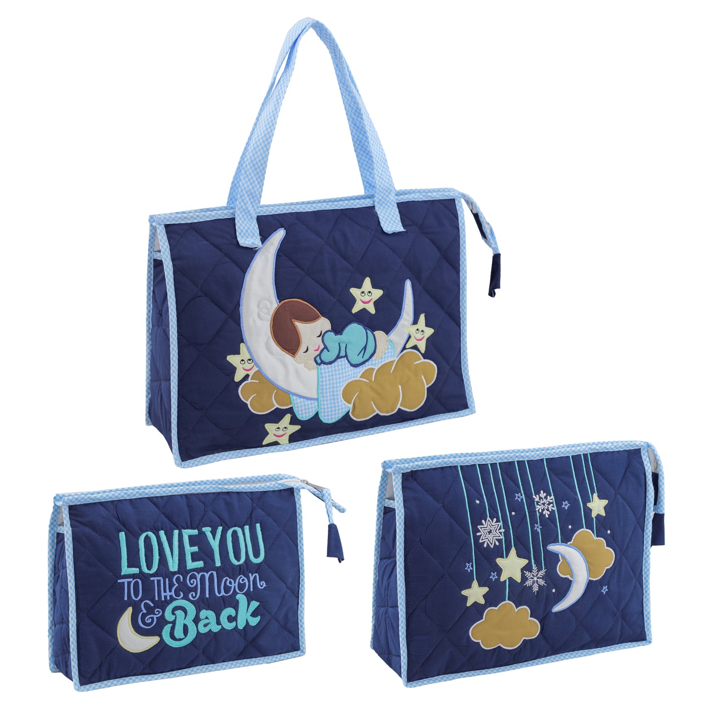 Love U to Moon 3-Pouch Set (Navy Blue)