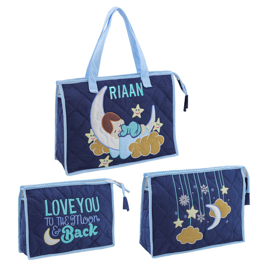 Love U to Moon 3-Pouch Set (Navy Blue)