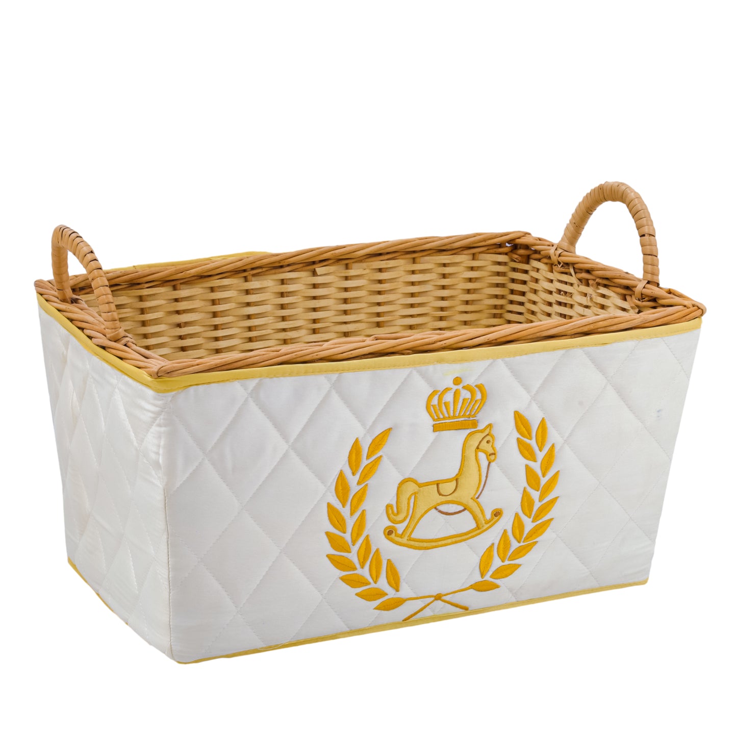 Royal Steed 7pcs Basket Hamper (White-Gold)