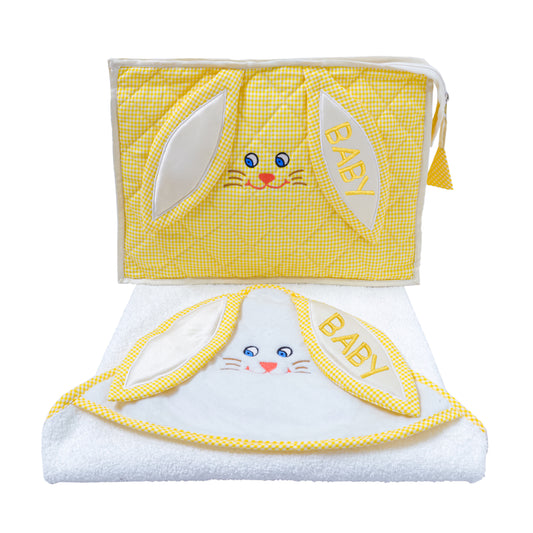 Bonbon Bunny 2 pcs Bath Set (White and Yellow)