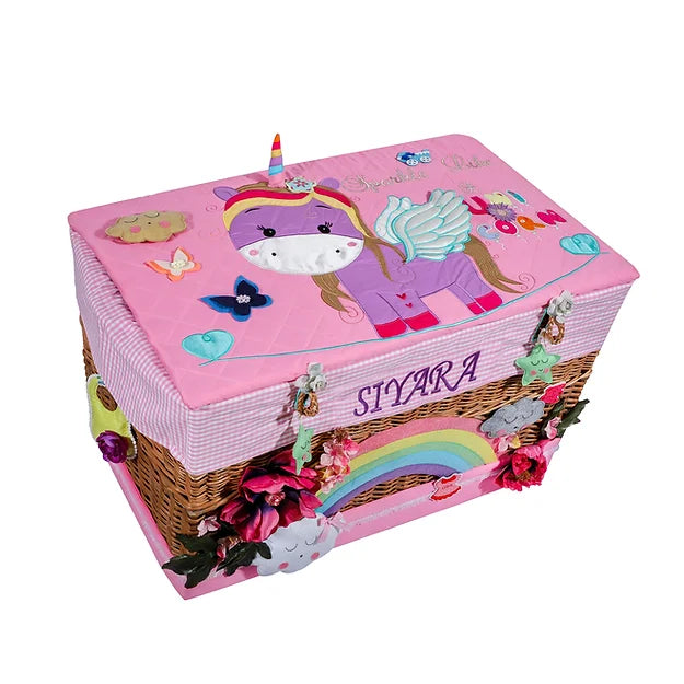 Unicorn Trunk Basket-Quilt Hamper (Pink)