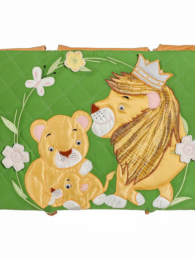 "Lion Family" Cushion and Basket Hamper (Green)