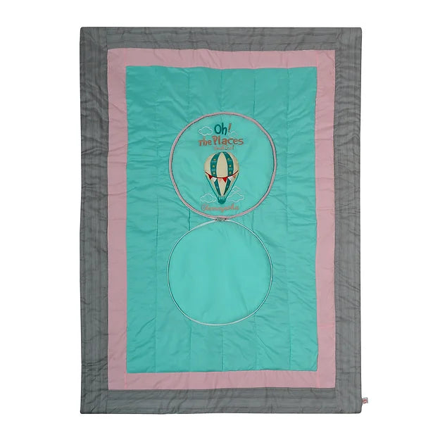 Cappadocia Cushion-cum-Quilt (Sea Green)