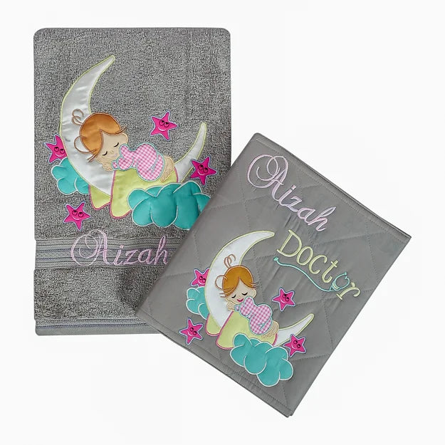 Love U to Moon Towel and File Set (Grey)