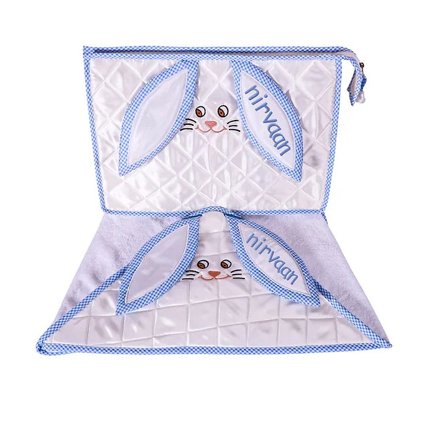 Bonbon Bunny 2 pcs Bath Set (White and Blue)