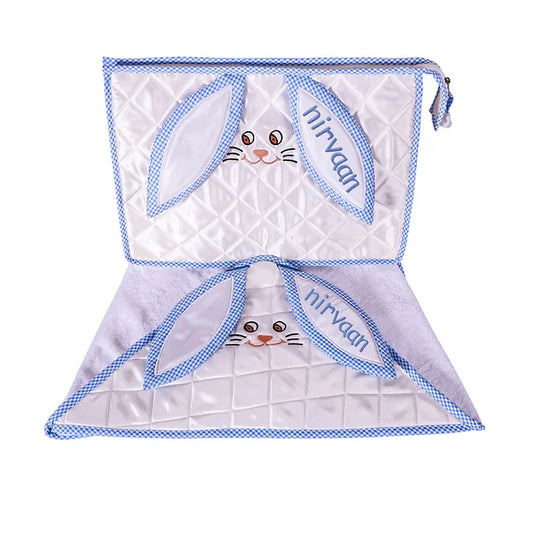 Bonbon Bunny 2 pcs Bath Set (White and Blue)