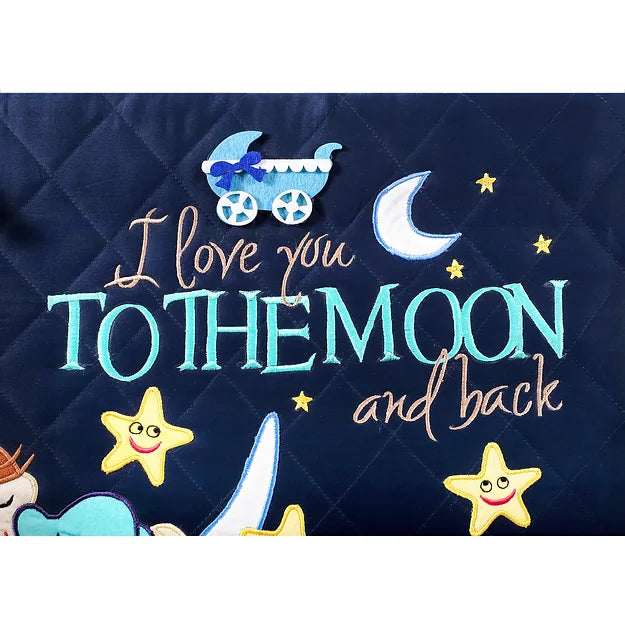 Love U to Moon Medium Basket with embellishments (Navy Blue)