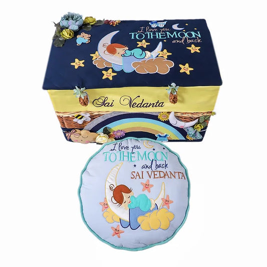 Love U to Moon 2pcs Basket Hamper (Navy Blue)