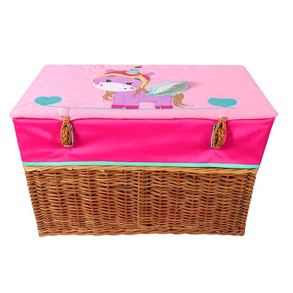 Unicorn Medium Basket with Top Work (Pink)