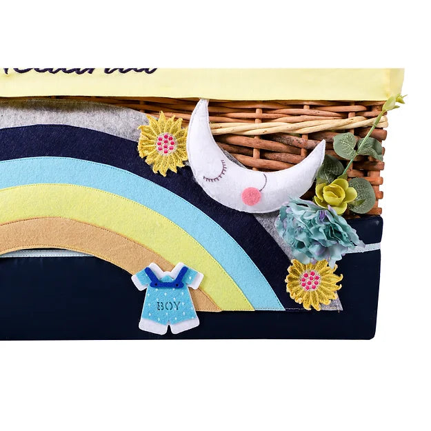 Love U to Moon Medium Basket with embellishments (Navy Blue)