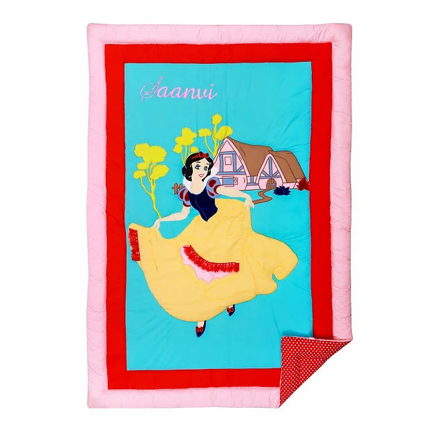 Snowhite Single Bed Quilt (Blue and Red)