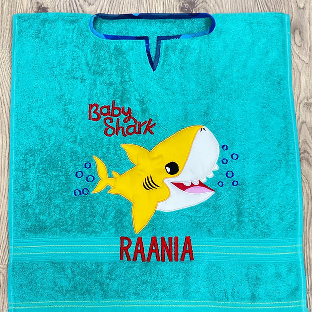 Baby Shark Towel Poncho (Teal)