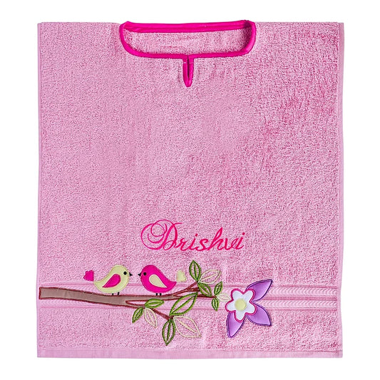 Chirping Birdies Towel Poncho (Pink)