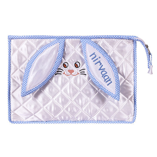 Bonbon Bunny Pouch (Satin with Blue piping)