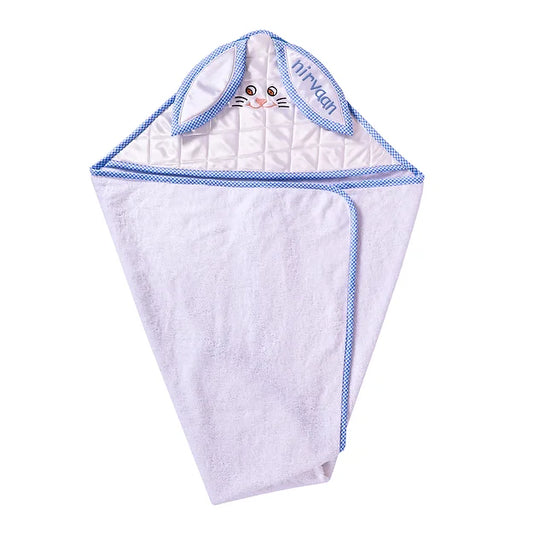Bonbon Bunny Towel Wrap (White and Blue)