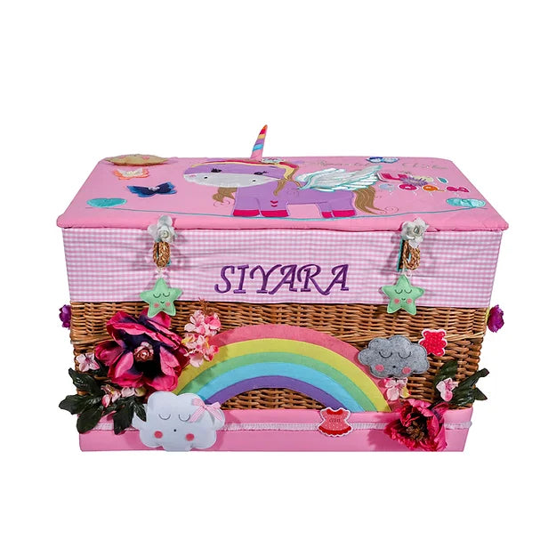 Unicorn Trunk Basket with embellishments (Pink)