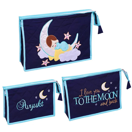 Love U to the Moon 3-pouch Set (Navy)