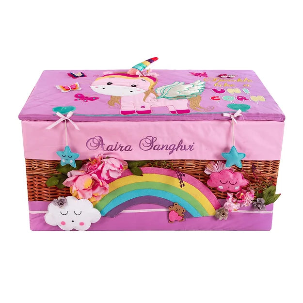 Unicorn Trunk Basket with embellishments (Lavender)