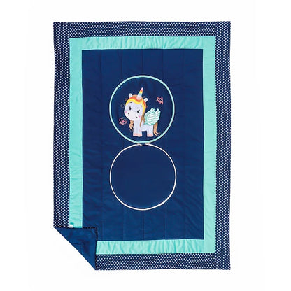 Unicorn Travel Cushion cum Quilt (Navy Blue)