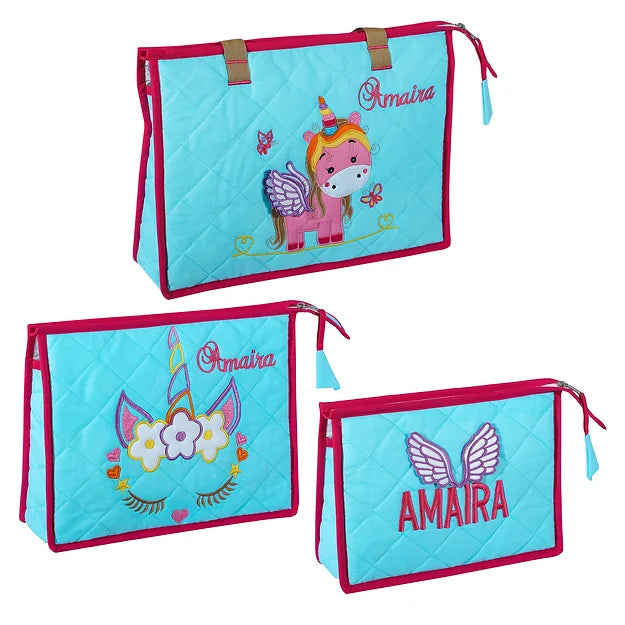 Unicorn Pouch Set (Sky Blue)